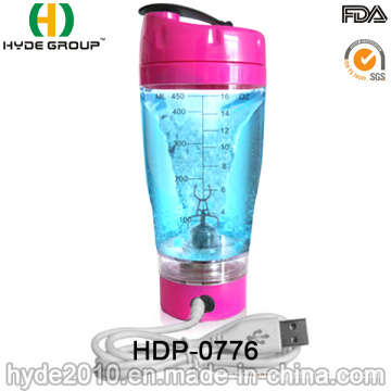 Rose-Red Plastic FDA Electric Protein Blender Water Bottle (HDP-0776)